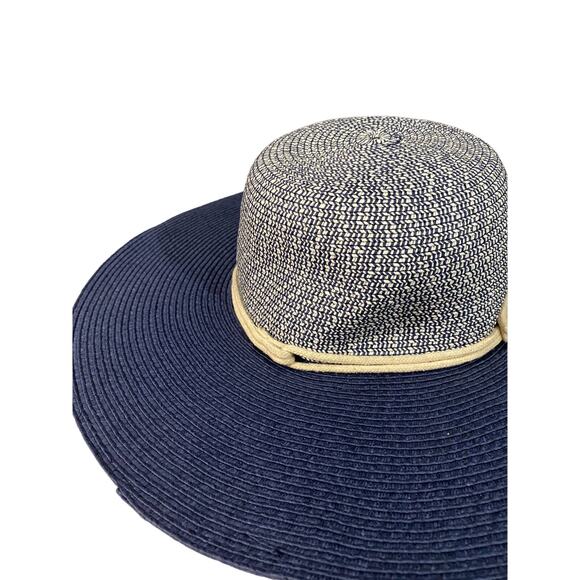 L'Atelier Du Sac Blue Two-Toned Paper Straw Stylish Sun Hat Women - Picture 4 of 7